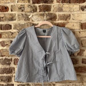 SHEIN Blue and White Striped Blouse